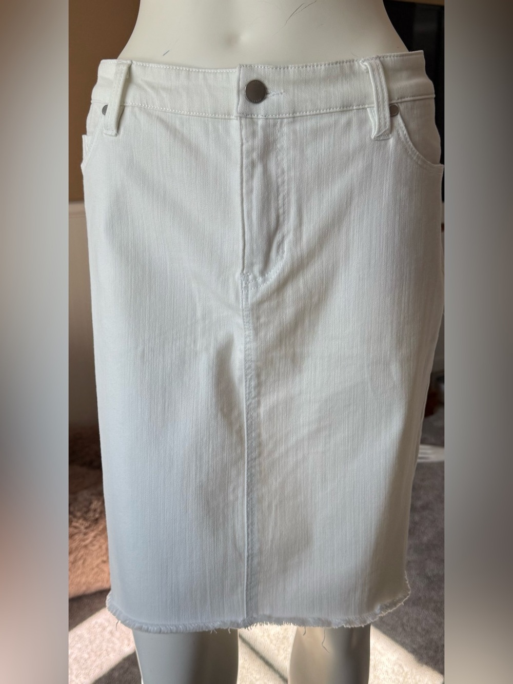 Liverpool White Denim Pencil Skirt